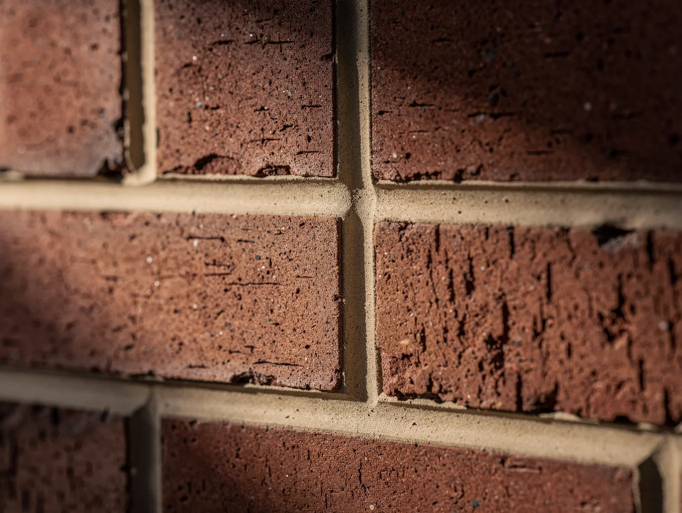 Close up of professional brick tuckpointing restoration